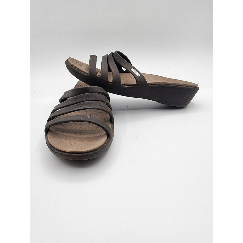 Crocs Patricia Strappy Wedge Sandals Espresso Brown Size 8